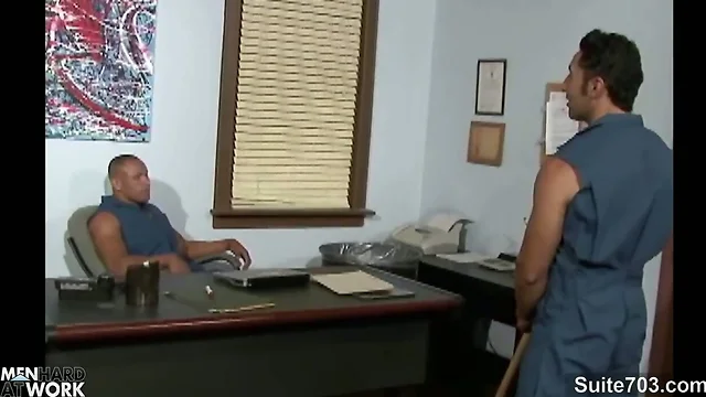 Gay cleaning guys fucking in the office