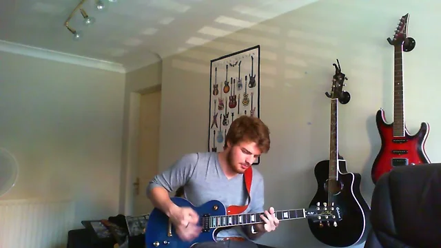 Sexy hunk plays guitar and strips- then mum walks in!!
