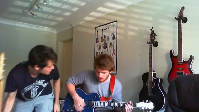 Sexy hunk plays guitar and strips- then mum walks in!!