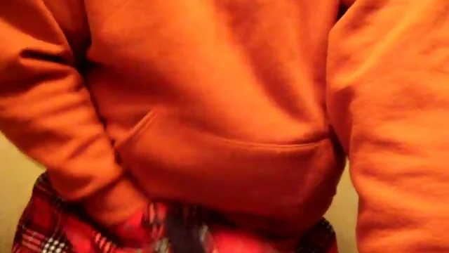 Cumming through flannel boxer shorts
