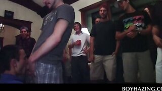 College fresher eats his first cock for the fraternity