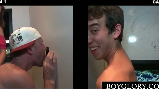 Teen guy tricked into gay oral sex on gloryhole