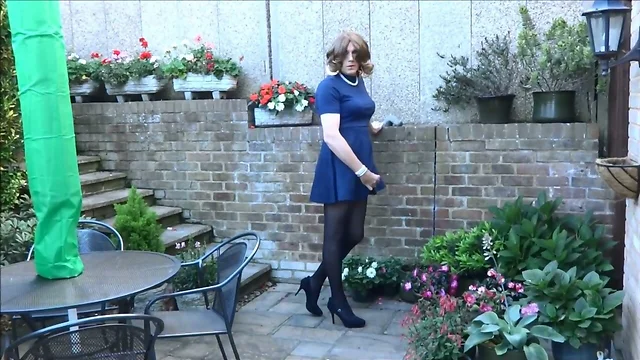 Alison can't stop wanking in the garden - Sexy Crossdresser