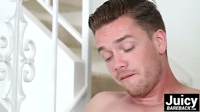 Lucas Knight rides Marcus Ruhles hard cock on the staircase
