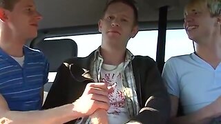 Sexy twink Josh Hancock surprise threesome at the back seat