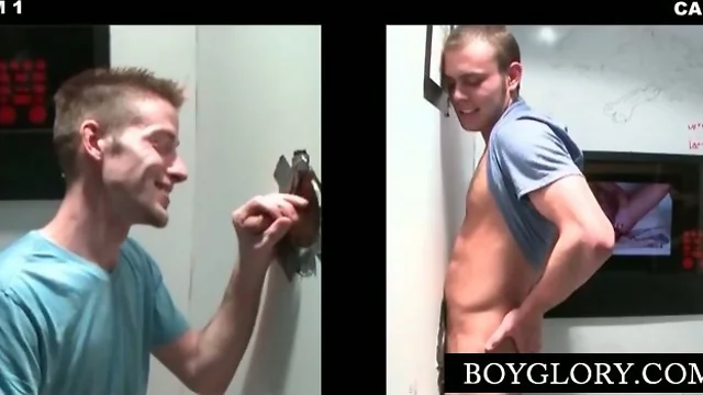 Dick starved teen gay gives BJ on gloryhole