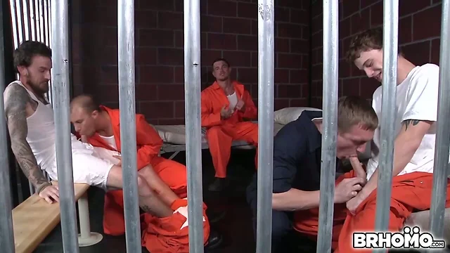 Cell block blowjob and hardcore ass fuck