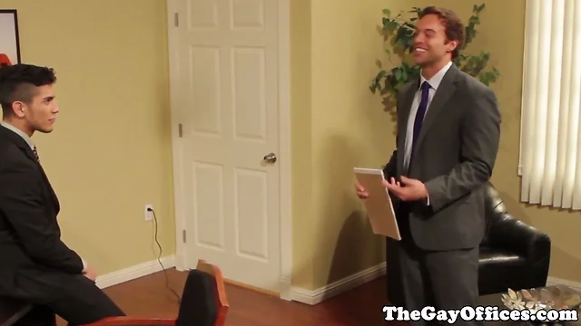Gay officesex hunk sucks and fucks