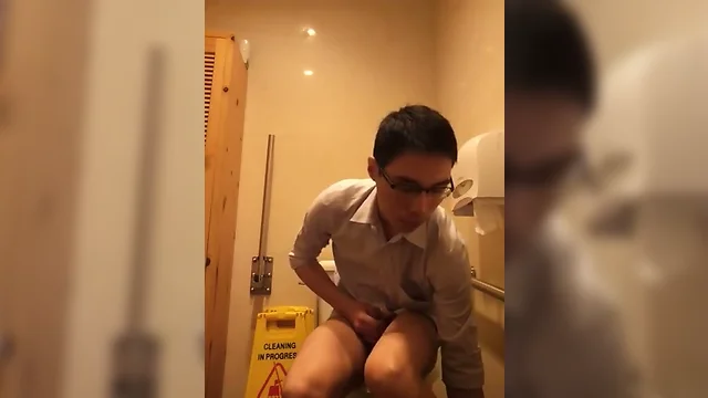 Oriental Delight: A Nice Cock Gets Naked and Jacks Off on the Toilet