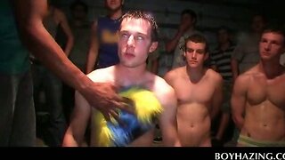 College fraternity freshers wrestling naked