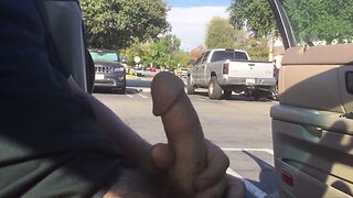 Outdoors in parking lot with cum