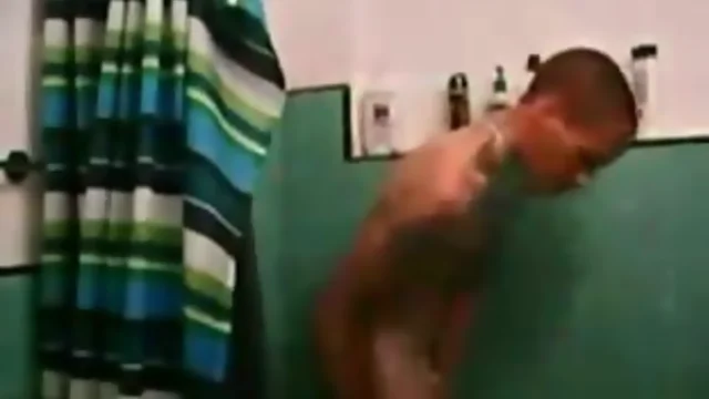 Young with long dick in shower