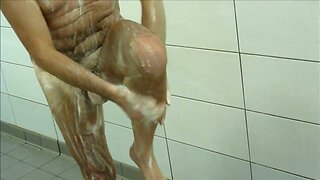 Strip off in Male swimming showers, soaping up and rinsing.