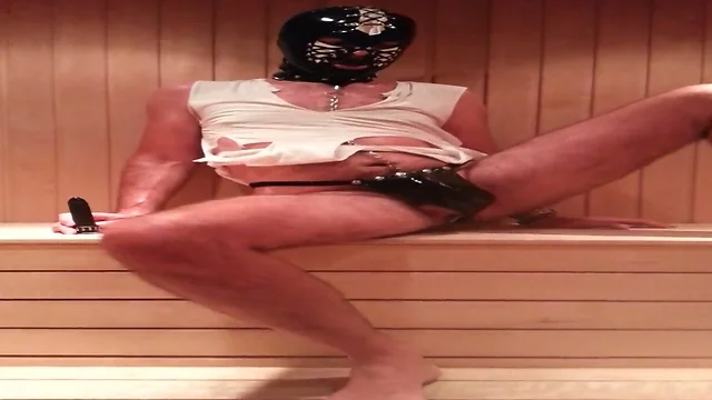 TFB - playtime sauna in latex string and mask