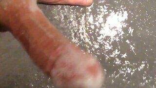 Playing with my hard Dick and cumming in the shower