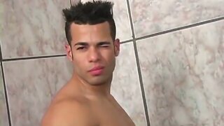 Hung Gay Latino Threesome Public Toilet Sex Orgy