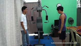Asian Boy Argie Tickled On The Gym