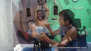 Asian Boy Argie Tickled On The Gym