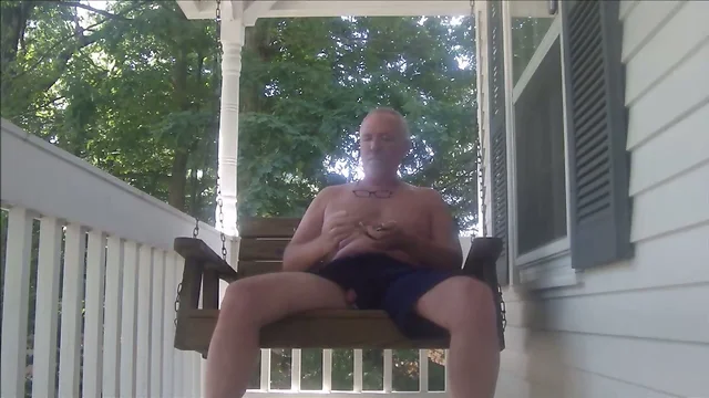 Cumming in the open on my front porch