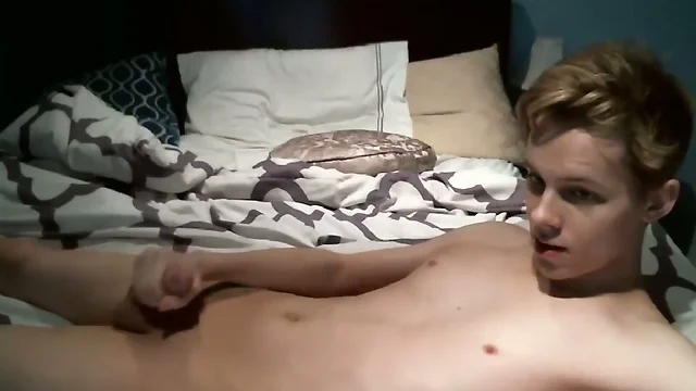 Beautiful blond twink on his webcam