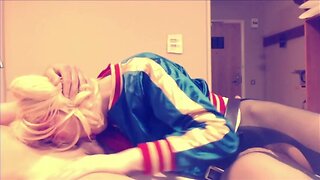 Suicide Squad Harley Quinn crossdresser suck and swallow