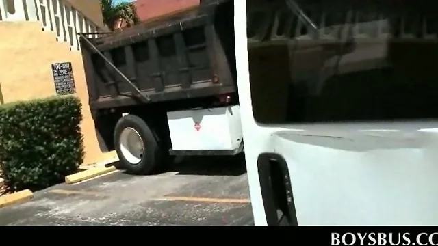 Sex bus gay boy fucked in the ass cums hard