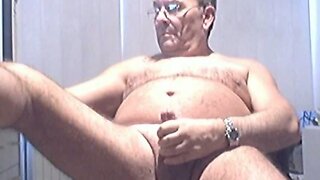 Hot Grandpa Stroking His Hard Cock - Watch Now On Cam!