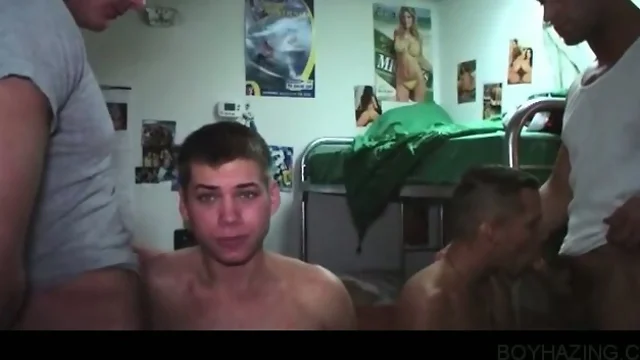 Tattooed college guy butt banged in dorm room