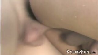 Three teenagers blow and butt ride cocks all at once