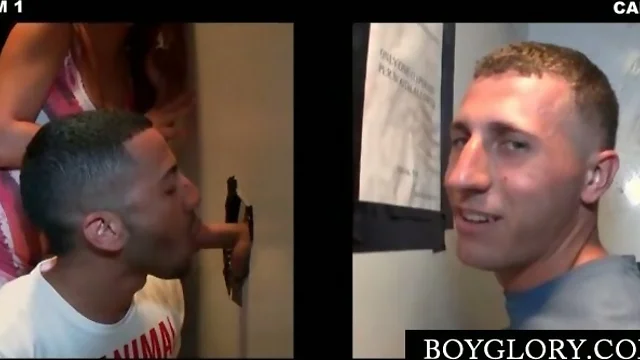 Hot dude hoping for gloryhole BJ gets gay sucked