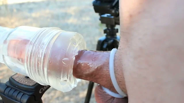 Outdoor Cock milking nice and slow