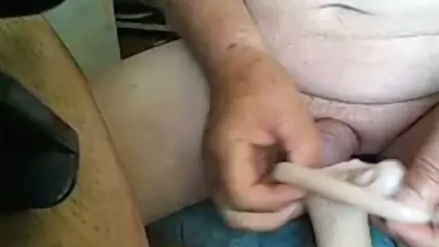 grandpa stroke on cam with a toy