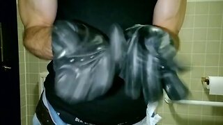 Black Leather Driving Glove Jerk Off