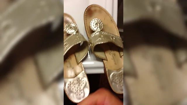 Cumming on Wife's Friend's Sandals