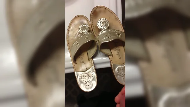 Cumming on Wife's Friend's Sandals