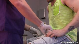 Gay doctor sucking off his handsome patient