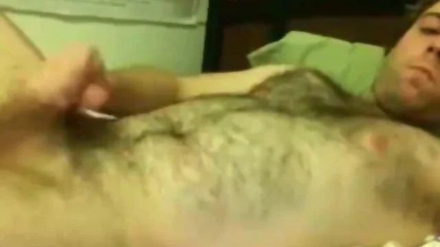 Sexy hairy cub shooting several times