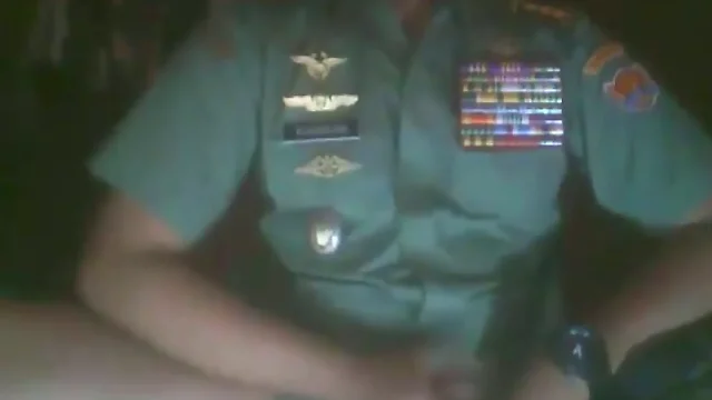 Army Officer playing cock in duty