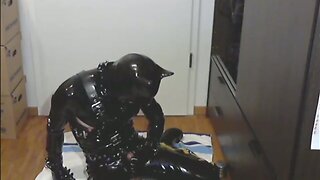 rubber-dog play jerk his cock