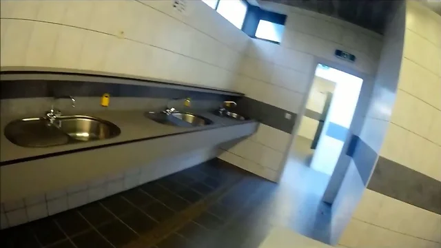 Jerking off in a public laundry room