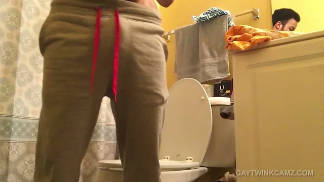 Amateur Hayden Stroking On The Toilet