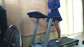 Trans Girl Exercise in Sky High Heels