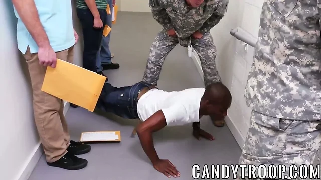 Army hunks get naughty after hard ass training with sergeant