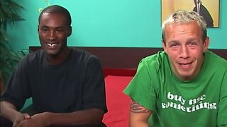 A funny white guy and a hung black stud having sex
