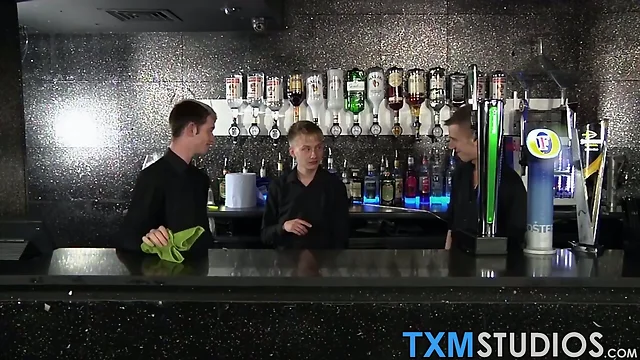 Hot and horny big dick twinks fucking behind the bar