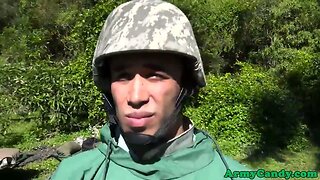Military muscle hunk bare fucked and jizzed