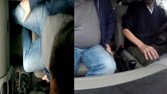 sucking man in car