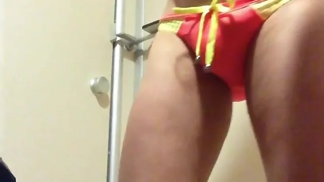 Nice Ass and cock in changing room with piercings