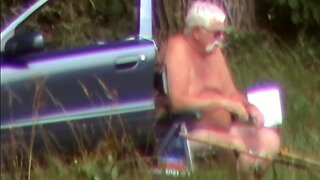 fisherman changing and pissing