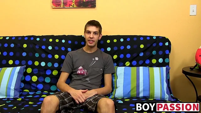 Cute brunette Max Morgan interview then jerking session